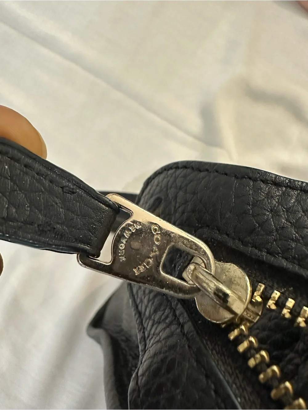 Coach Black Pebbled Leather Satchel with Gold Hardware